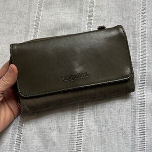 Baggallini phone wallet crossbody bag in olive green nylon and faux leather